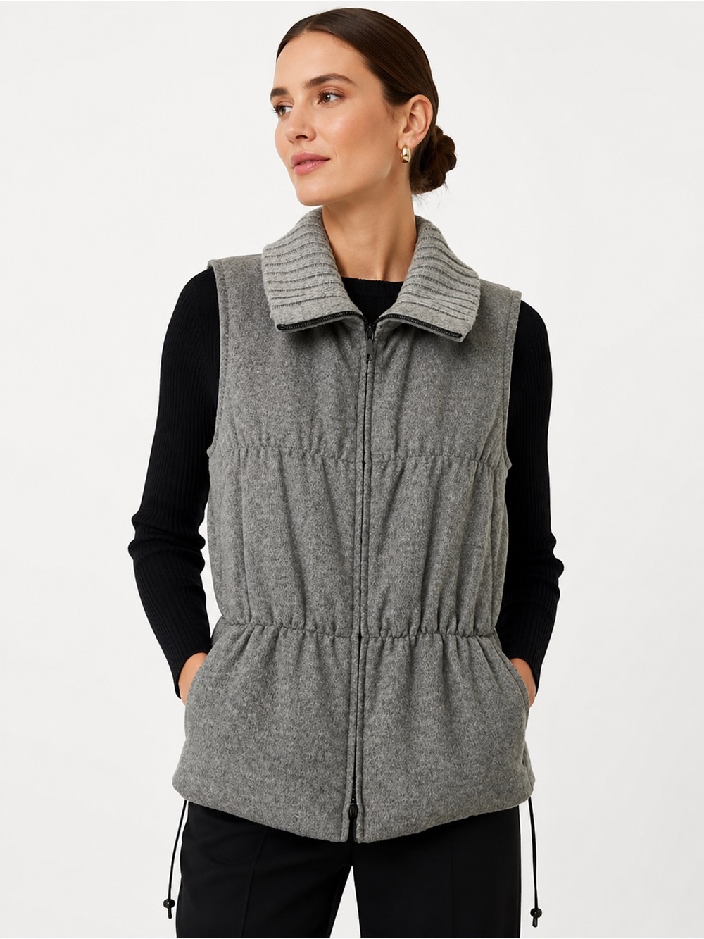 Lafayette 148 New York Loro Piana 100% Cashmere Puffer Vest Gray P